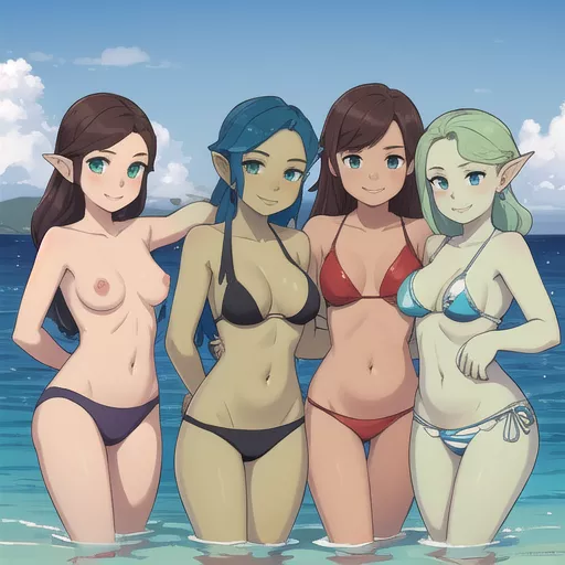 Elf Girl & friends at the beach posted by OrcHentaiFan