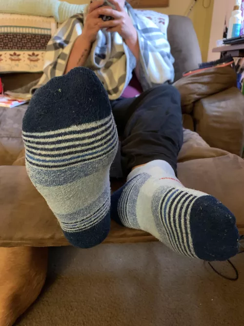If I told you my big feet have been trapping in my socks for 3 days, do you dare sniff? 🙈 by Tattoo_Goddess420