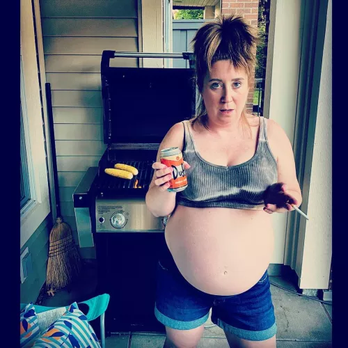 My Halloween costume, Brandine from the Simpsons @ 35 wks. How'd I do? by Air-On-G-String