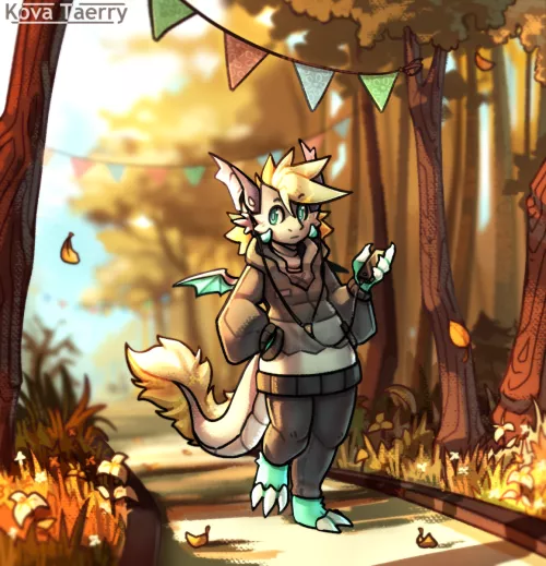[Art by me] Walking down an autumn pathway... by Kovah_Taerry