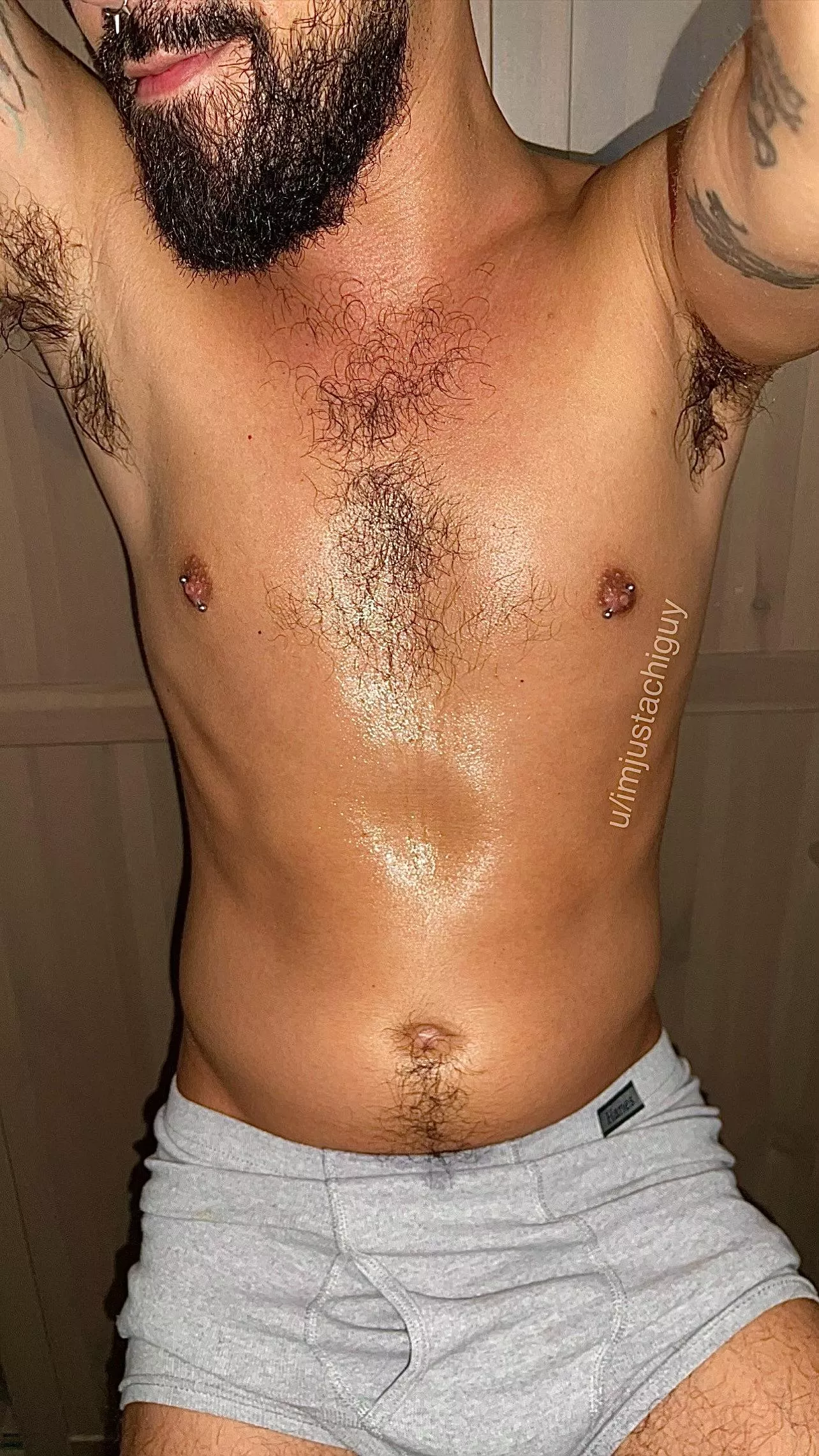 Got super sweaty from working out at home in my undies 😈💦 posted by imjustachiguy