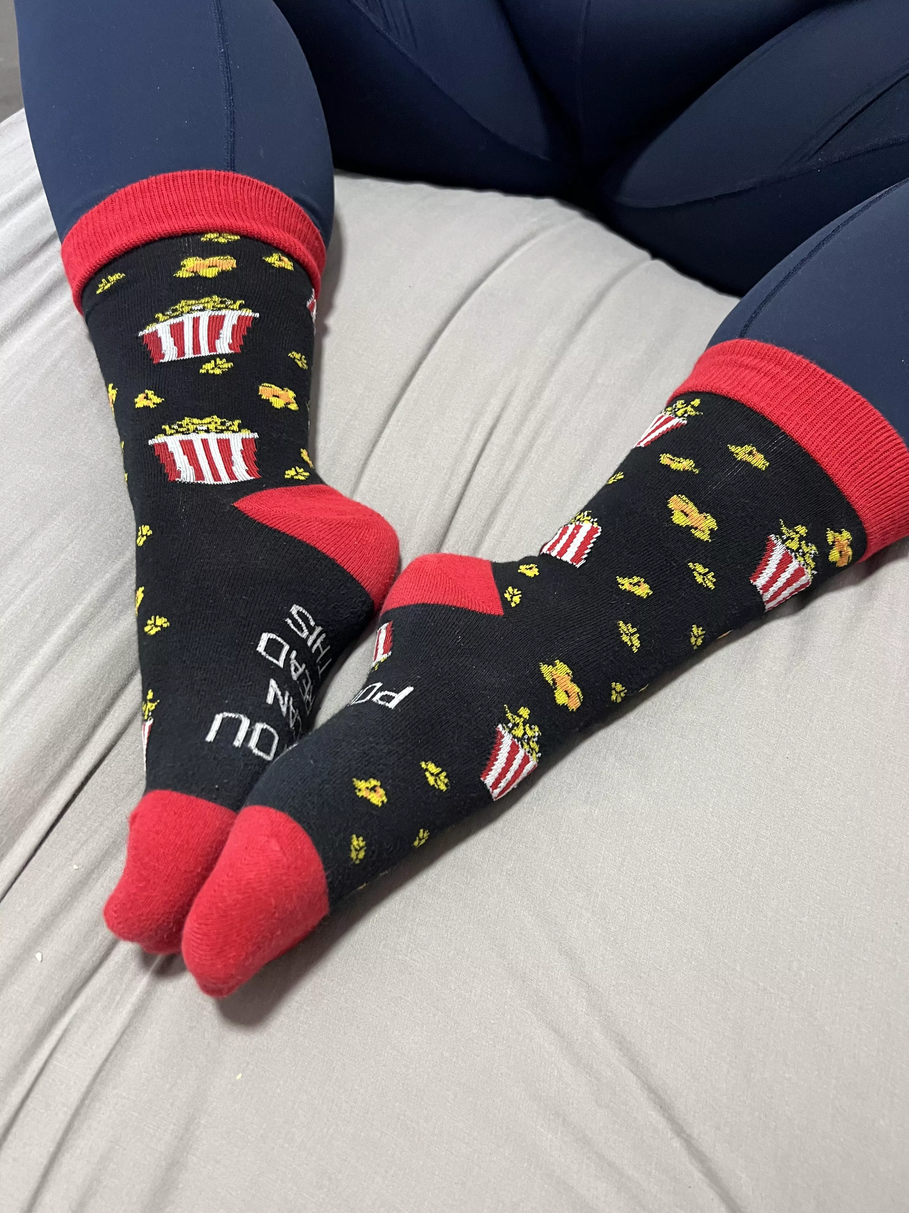 Popcorn socks. Perfect for Netflix and chill. DM me if interested. posted by AllyCat0085