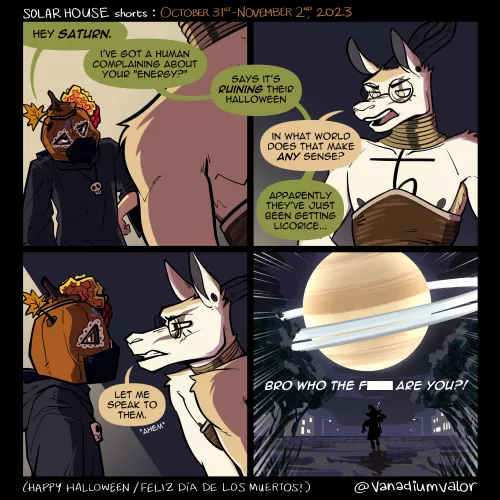 This Saturn energy is ruining my Halloween :( [Solar House Comic] by VanadiumValor