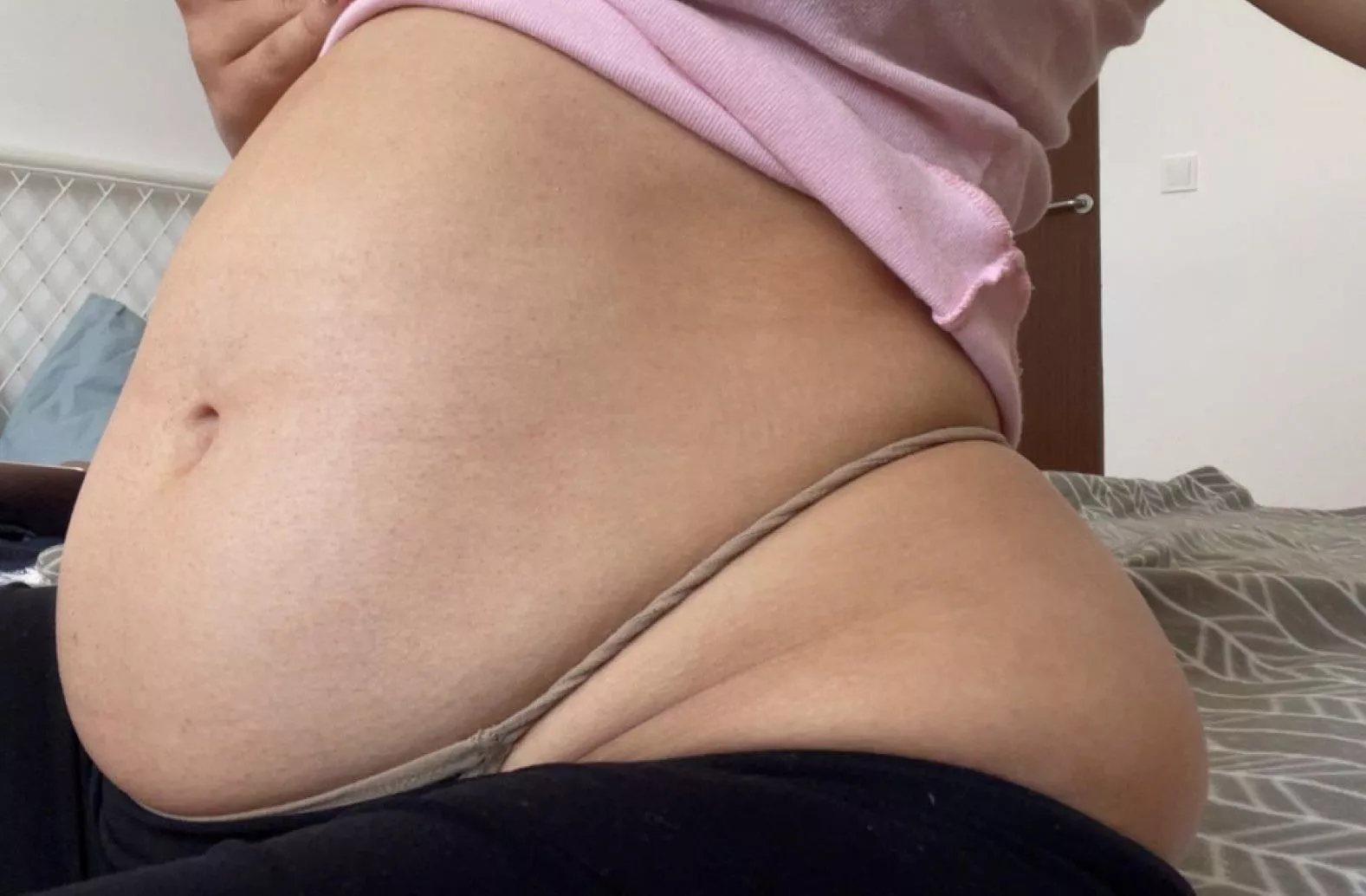 this croptop used to fit better still some time ago 😳 posted by littlechonkybelly