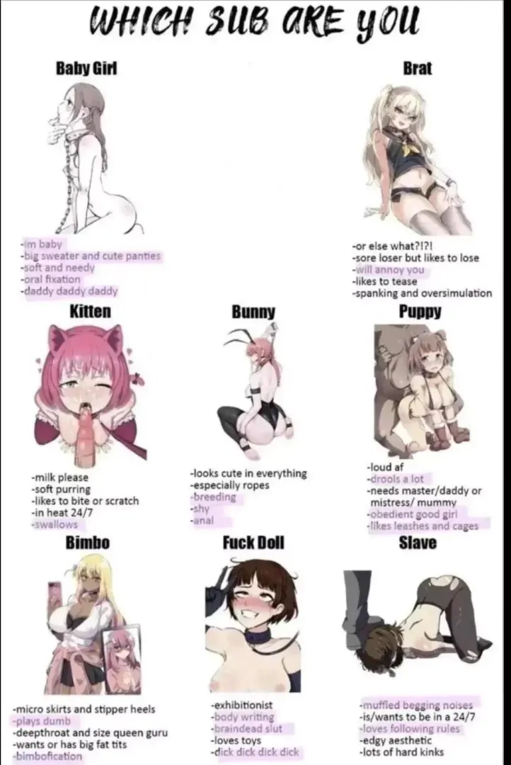 Types of sub posted by crystafukmehard