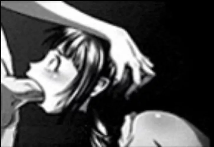 LF mono source blowjob, 1girl, 1boy, deepthroat, wideyed, by DP738