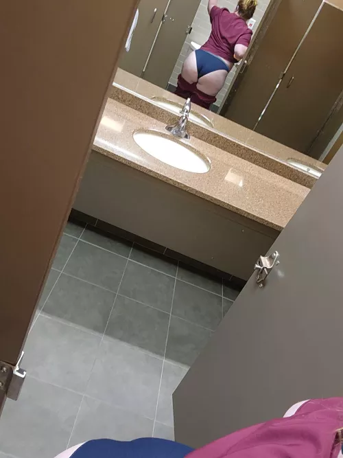 Naughty nurse in public bathroom apparently with a wedgie. by trippytippy89