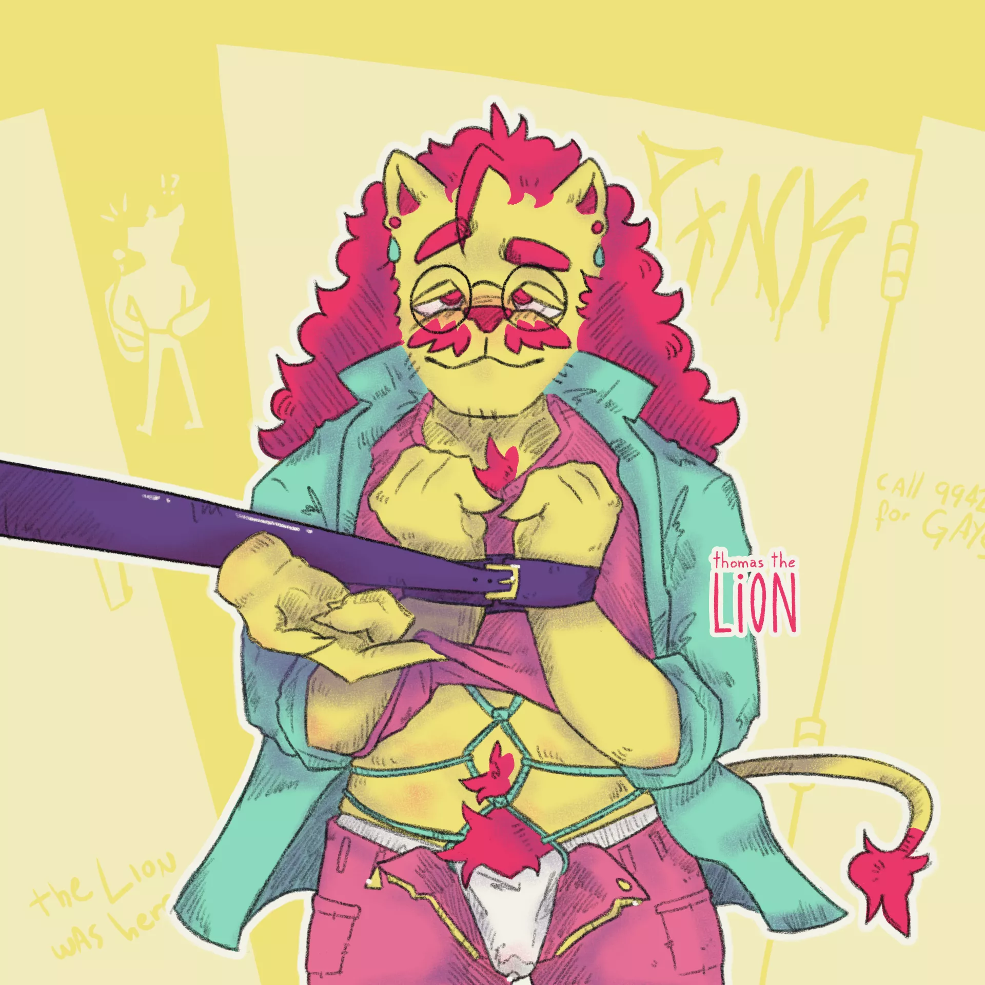 Having some fun in the restrooms before the movie (hornylionsart) posted by thomasLiyon