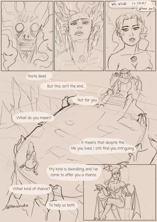 I starred to draw the first page of my comic between Morrigan, Lust and consentacles! (Fullmetal Alchemist x Darkstalkers) I figured the plot but I'm open to hear your ideas for poses and things you'd like to see these two doing! I'll be posting the p by Kalyskah