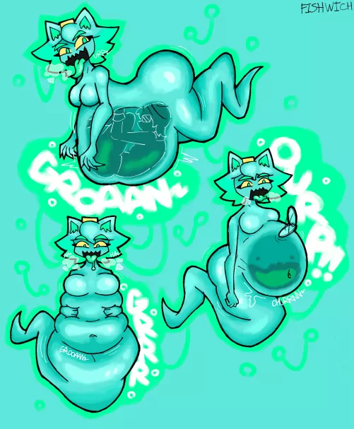 {image} ghost girl hours (f pred, ghost pred, digestion, soft vore) (art by me) by FishWich_