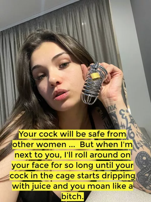 Only your tongue has access to my pussy. Your cock in a cage by annasmilee-milf