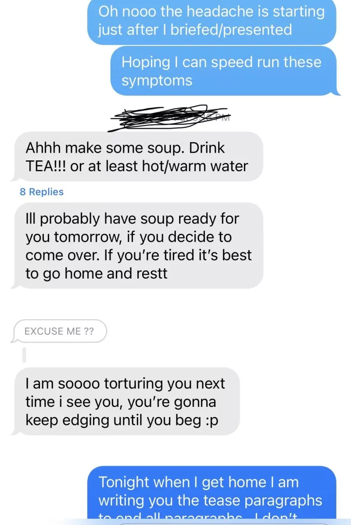 On the sixth date and I don’t know if I’m getting soup or tortured but I’m very motivated to come to her house either way. by Massengale
