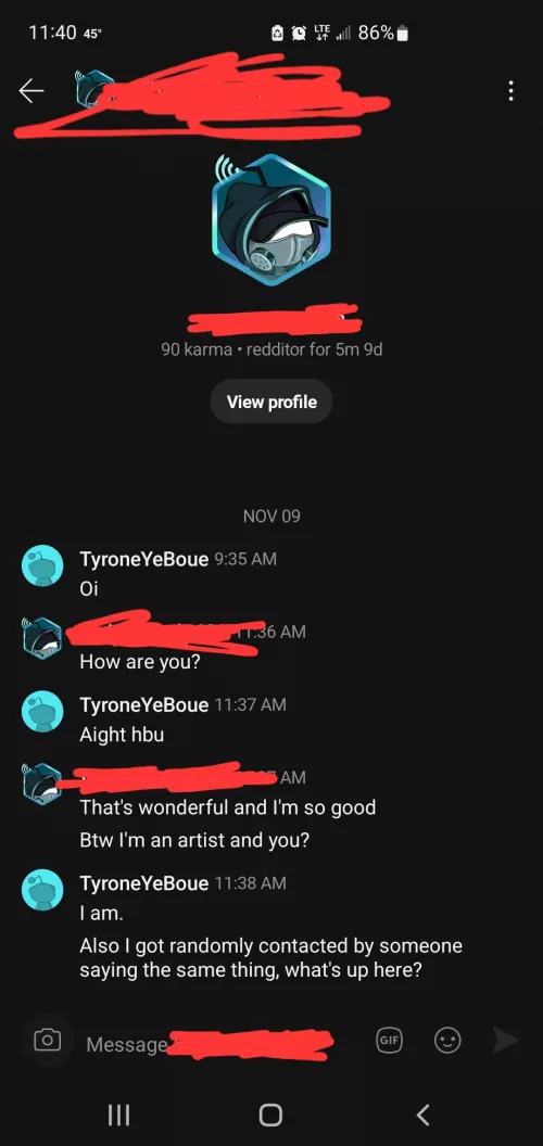 Weird dms, any one else getting these? by TyroneYeBoue