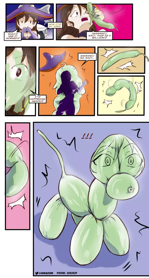 Girl goes to a costume party and a real witch challenges her to a magical duel (and ends up turned into a dog balloon) by LoudContract2700