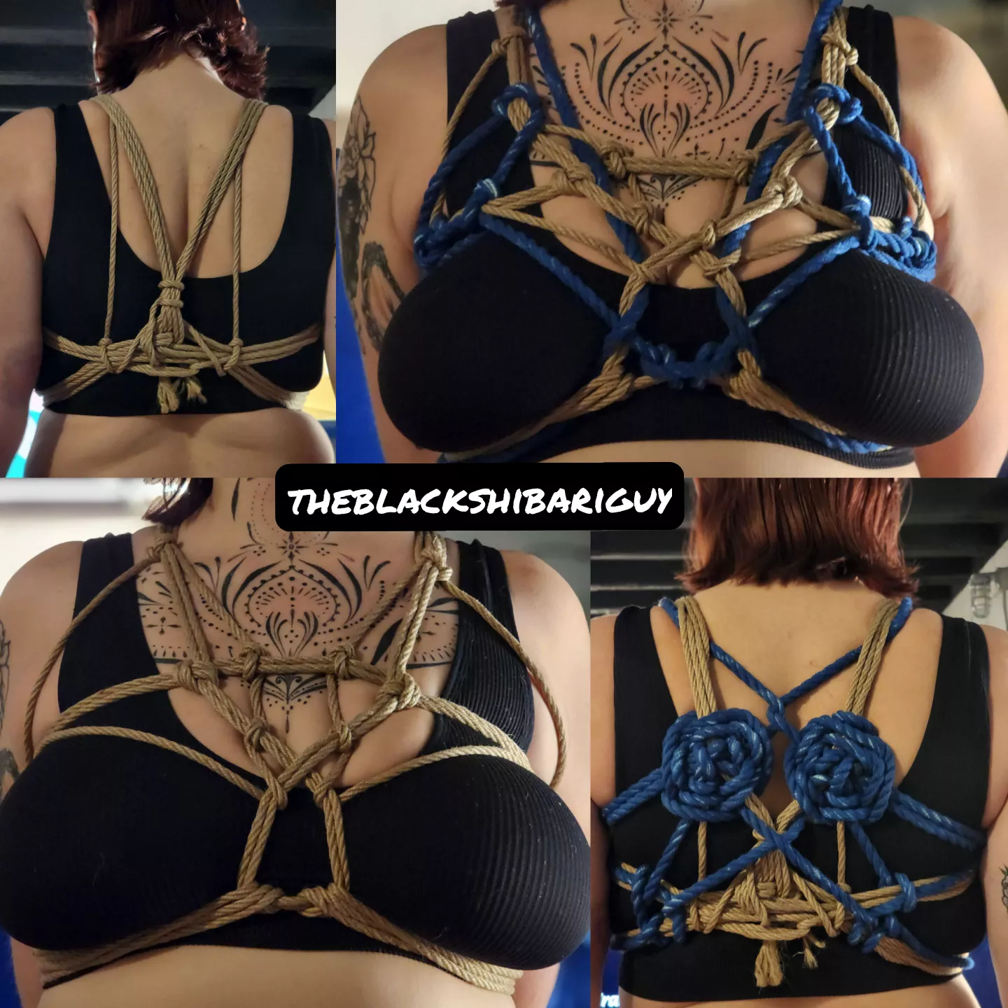 Simple chest harness with a little add on for some colour. posted by Theblackshibariguy