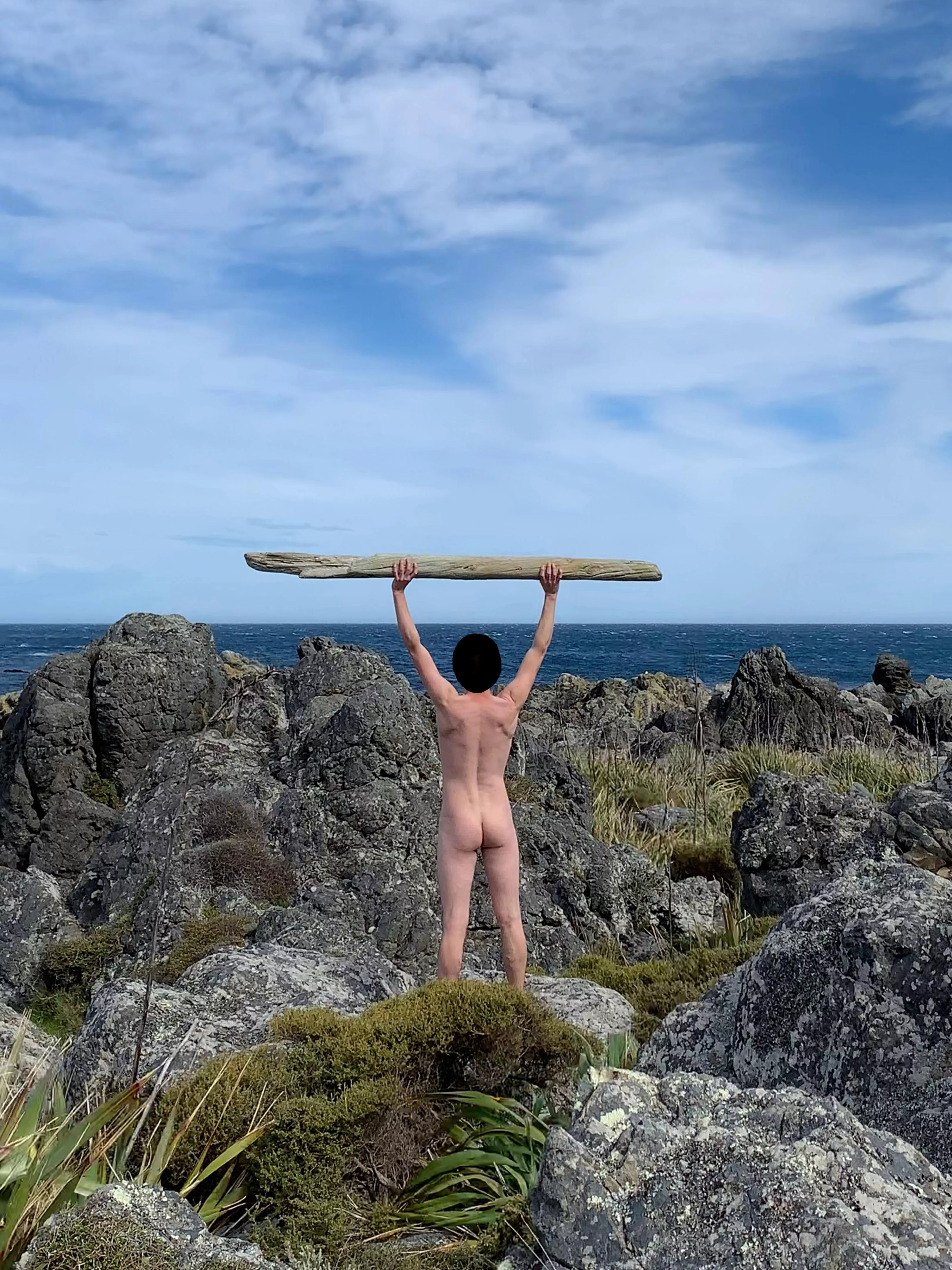 Creating a new horizon with some driftwood I found 😄 posted by mynakedadventures