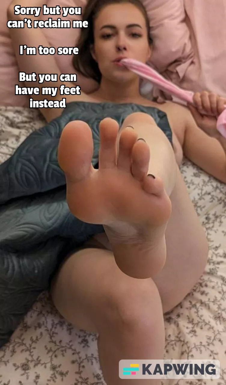 She's too sore after fucking her bull but you can have her feet posted by guycaptions