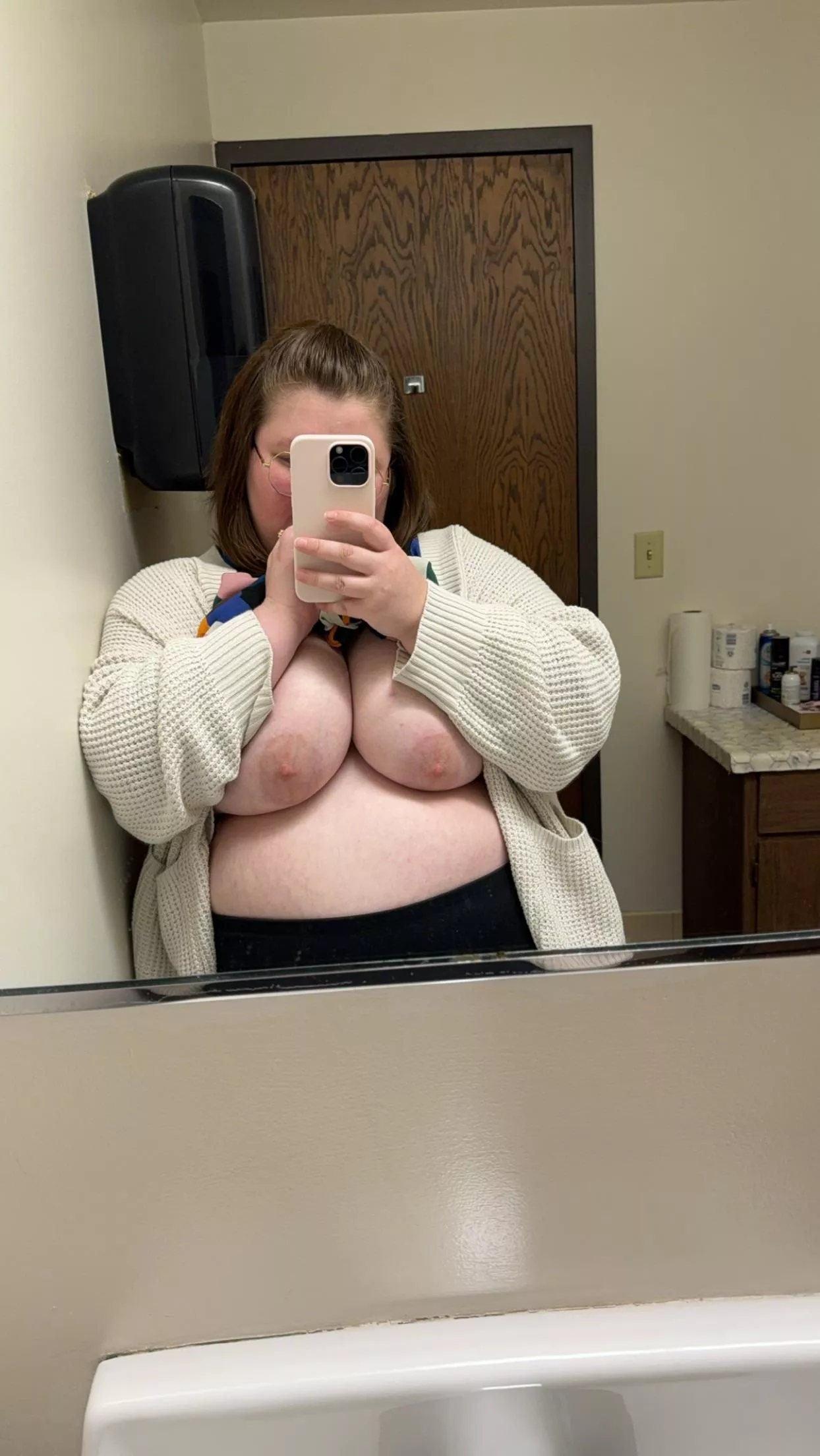 I’m obsessed with taking pics at work like this. Would you stare at my tits if I were your coworker? posted by Legitimate_Coyote410