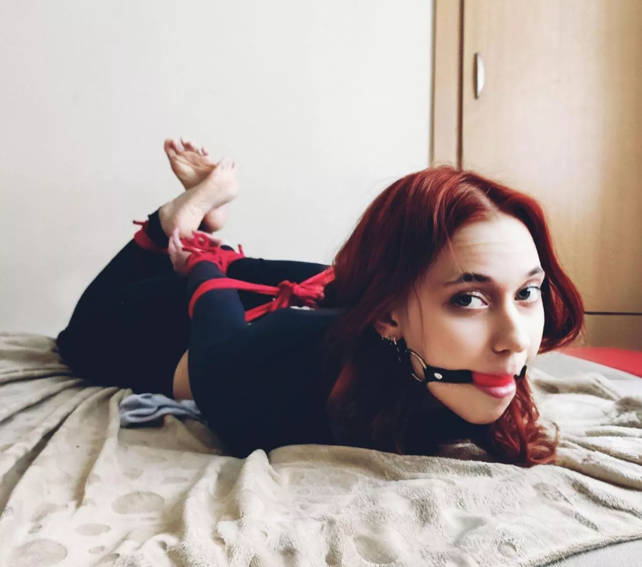 Cherry bound on the bed posted by bigdadwolf_