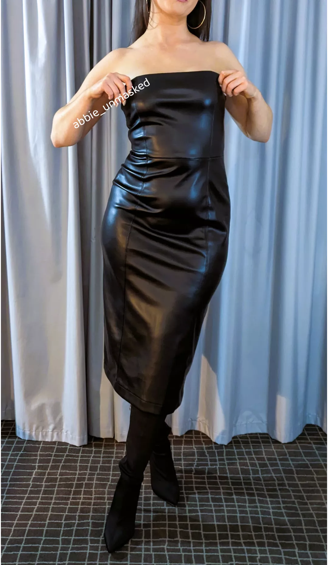 Leather Dress & Boots 🖤 posted by abbie_unmasked