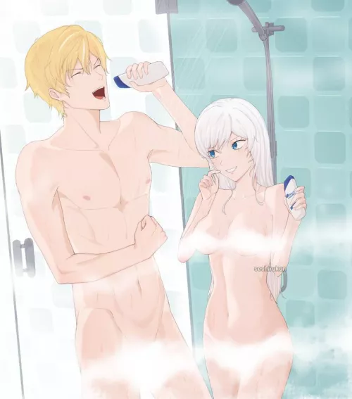 Weiss and Jaune in the shower (Seshirukun) by ClaireDacloush