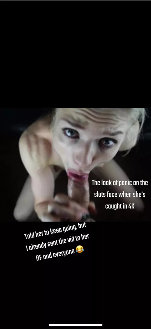 Dumb muscle bimbo caught cheating, keeps sucking cause i told her she doesnt realise i sent it to her BF already. by Historical-Low-5696