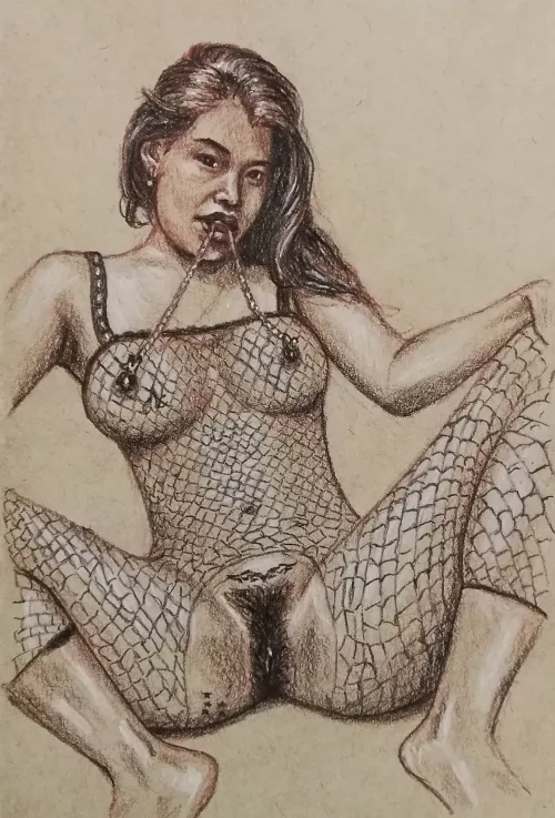Fishnet Bodystocking by Jimmy by Jimmys_Paintings