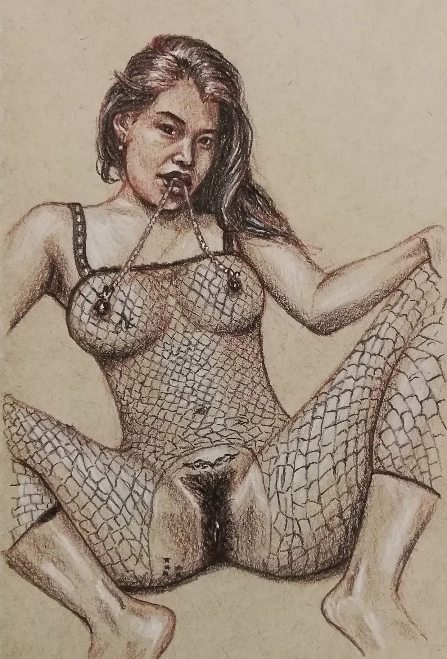 Fishnet Bodystocking by Jimmy posted by Jimmys_Paintings