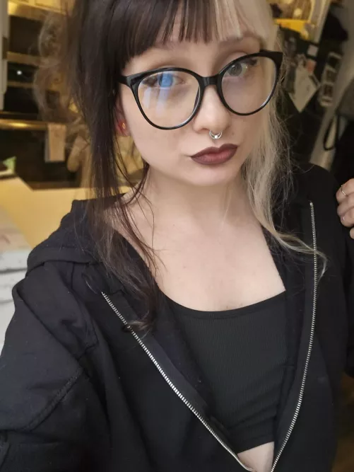 I feel like dark lipstick always looks better with glasses by s0rryyourenotawinner
