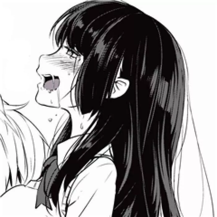 LF Mono Source: 1girl, ahegao, closed up, black hair, long hair, hime cut, flat bangs, side locks, blush, necktie, school uniform, tears, open mouth, drool, boob sucking posted by Derakart