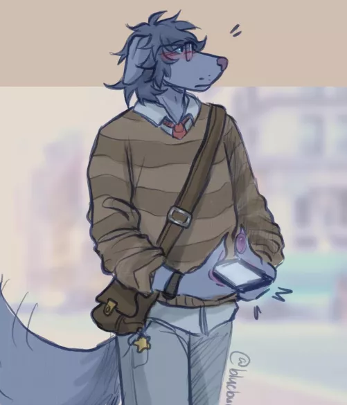 my fursona, blue! pls ask me some questions about him :3 by dognightmare6