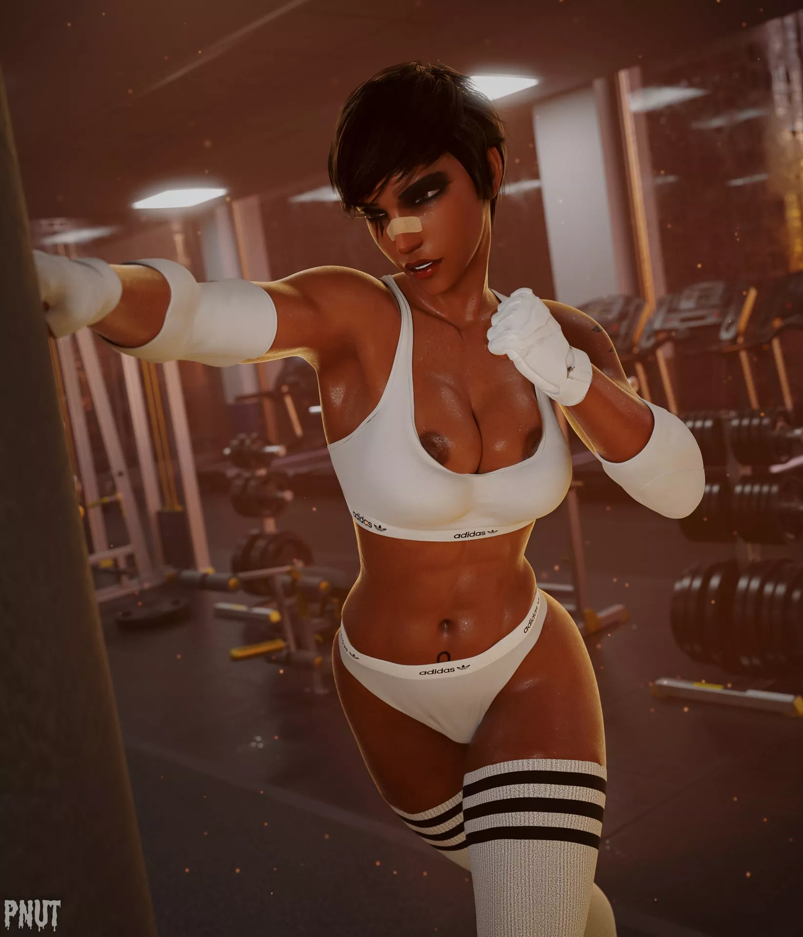 Pharah's late evening at the gym (pnut) [Overwatch] posted by Kuro-Oji