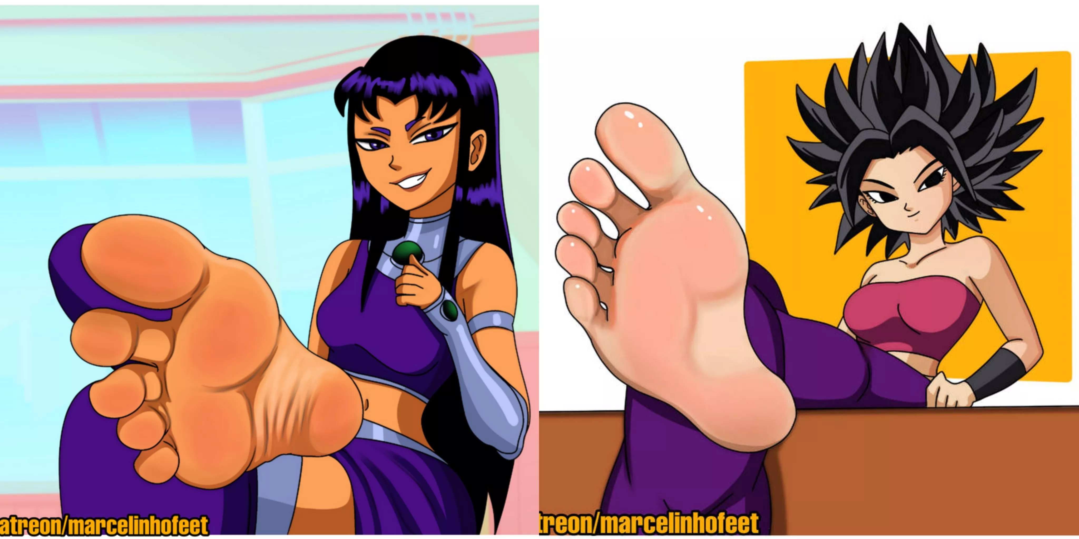 [Teen Titans x Dragon Ball Super] Blackfire and Caulifla who feet smells and taste better at the end of the day? (marcelinhofeet) posted by Tough_Courage7087