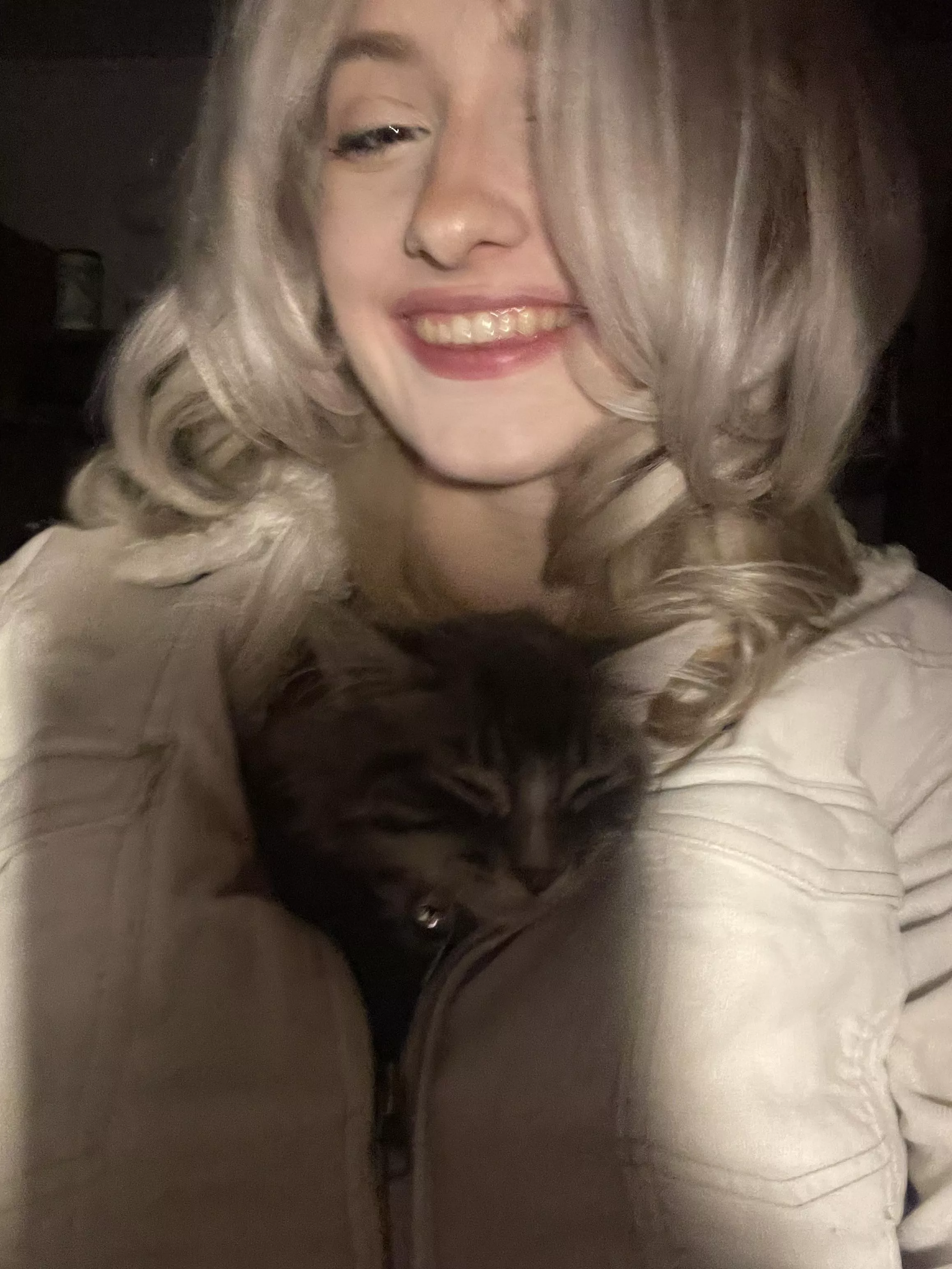 the prettiest thing a girl can wear is a smile (and then maybe a kitten!) posted by Tricky_Leather3534