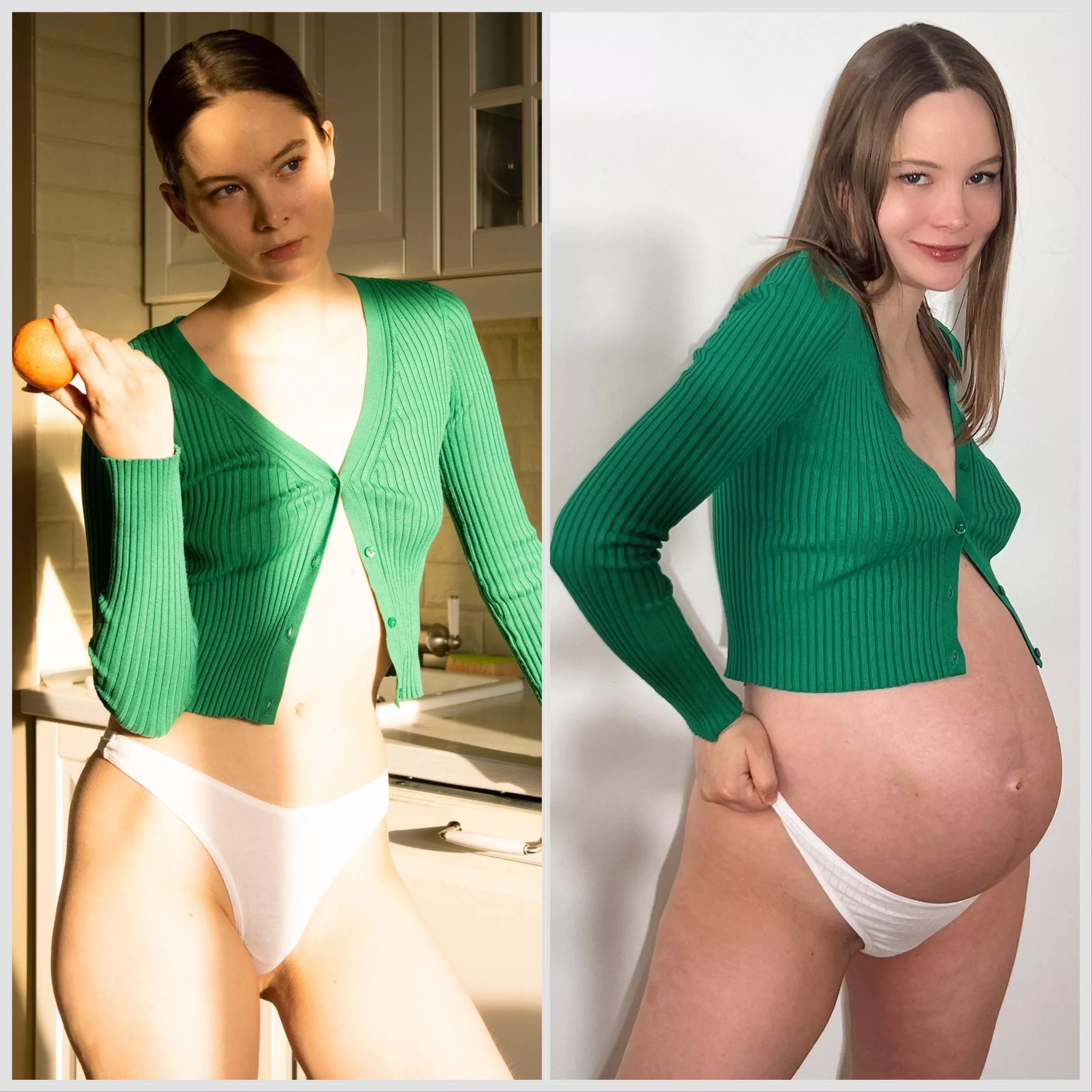 Two weeks before pregnancy and now at 34 weeks. Do I look hotter pregnant? posted by FutureMilfSophia