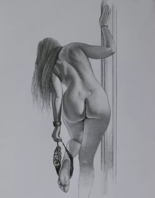 u/auburn-tresses Drawn in pencil by me (A4) from a photo posted in r/DrawMeNSFW by YeOldeGreenman