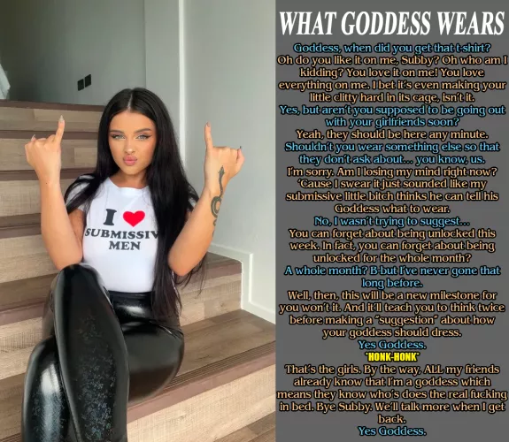 What Goddess Wears by KinkyCaptionConvos