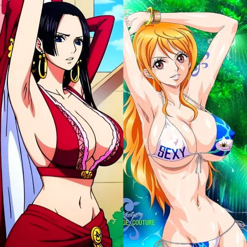 What will you do (1) Lick Nami chest like a dog (2) Spray all your load on Boa hancock boobs by Cheap_Reward_9296