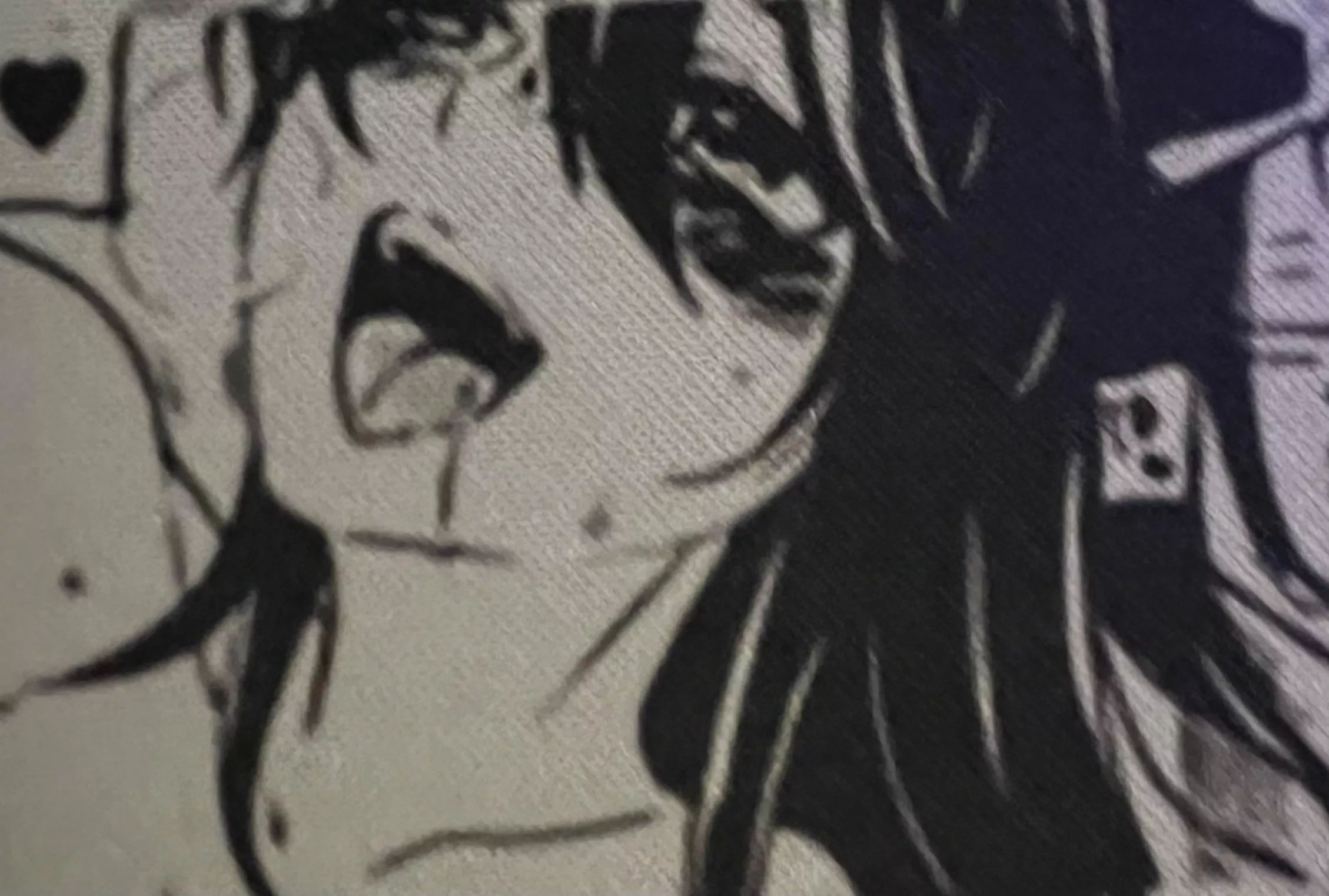 Lf mono source 1girl, black hair, tounge out, blushing, black heart, sweating, teeth, collar bone posted by ChemistEquivalent178