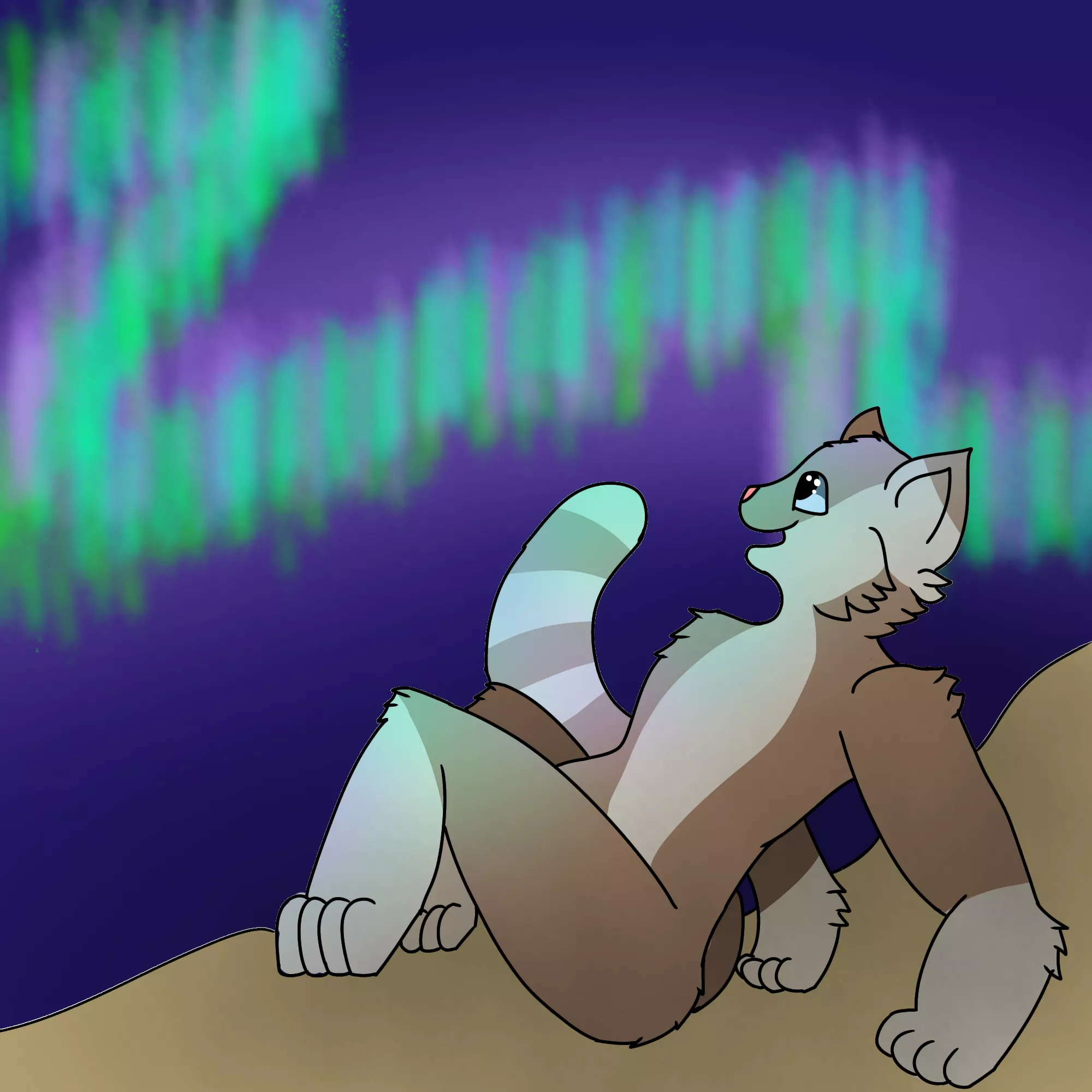 [OC] Chino got to see the Aurora Borealis before me lol [Art by me] posted by ACuppaChino