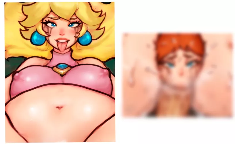{Promo} Princess Peach devoured Princess Daisy [Art by Evildeerxx] [Female Pred] [Female Prey] [Same Size] by EvildeerXX