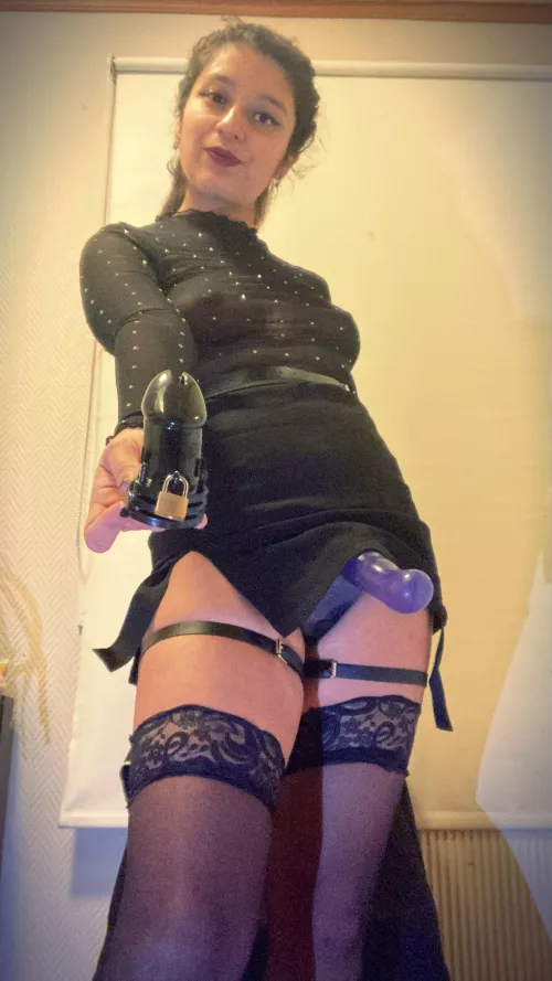 I enjoy a lot watching my lockee’s face begging me to free him but not saying the safeword 🤭 by goddess_xoanna