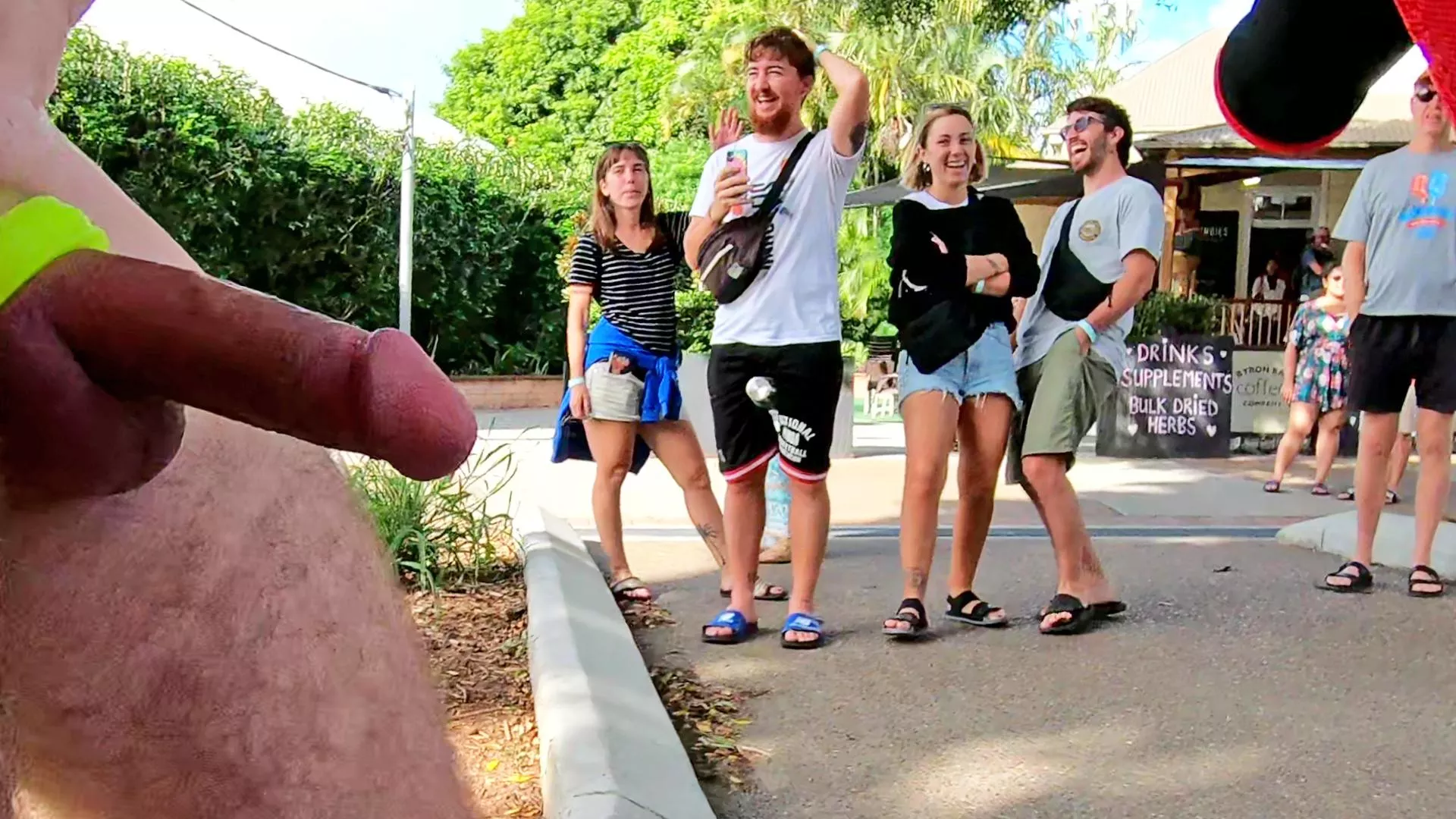Looks everybody's happy to see this public erection at WNBR!! posted by Happy-Hour-24-7