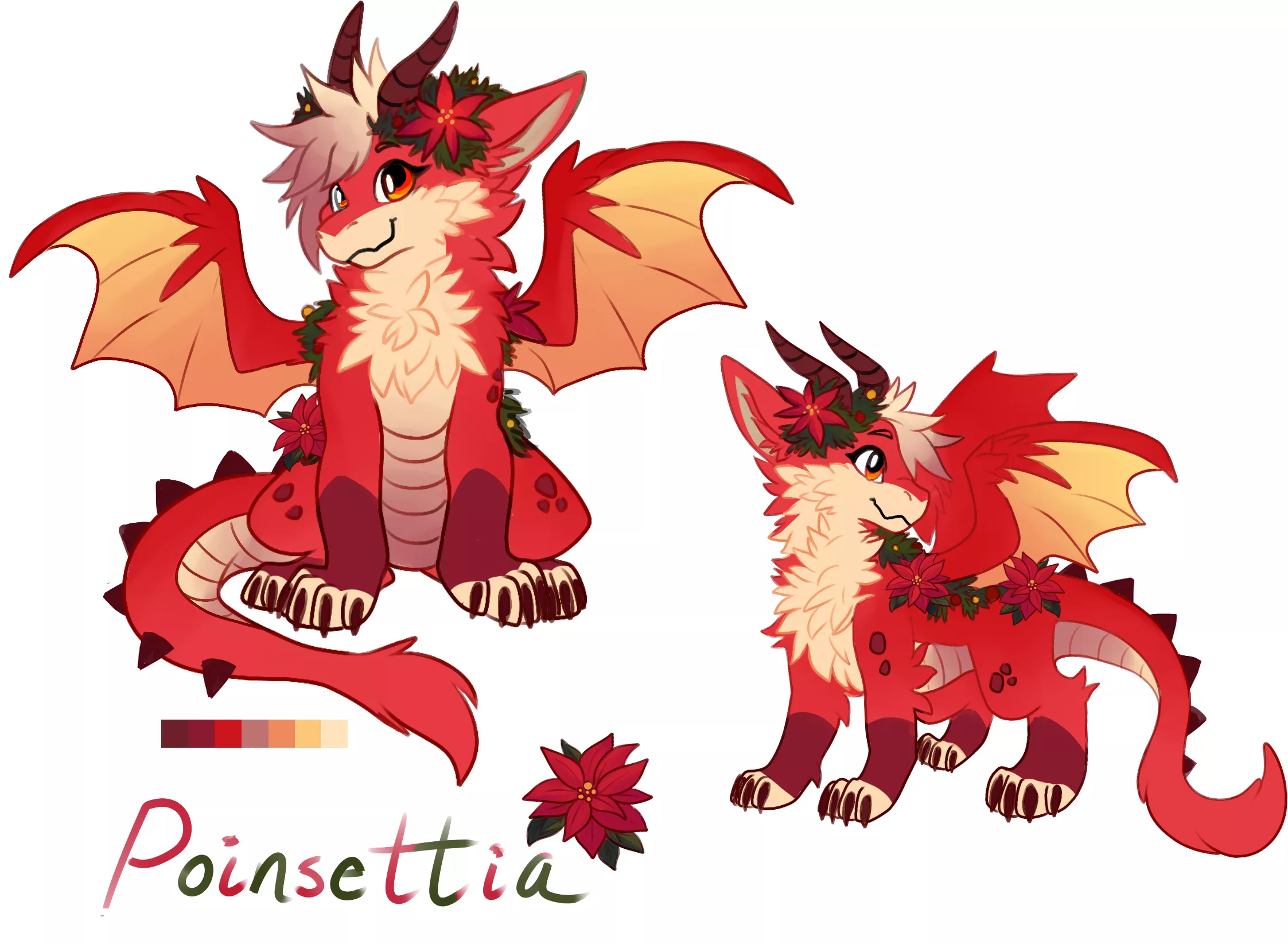 Poinsettia Dragon - Adoptable (Art & Design by Me!) posted by Glittering-Amount-68