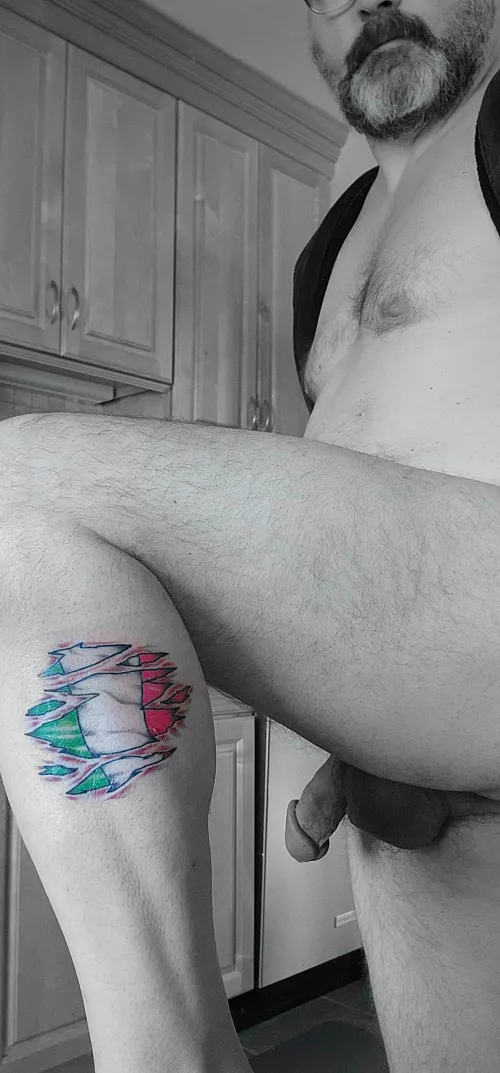 Newest tattoo (with cock making an appearance) by orangechrub