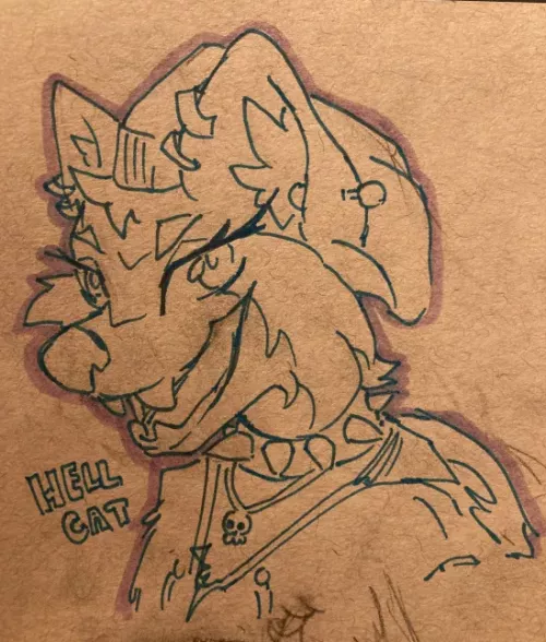 After a year of convincing, I've finally turned my friend into a furry. Here's their sona, Hellcat! (art by me!) by Beneficial-Ranger166