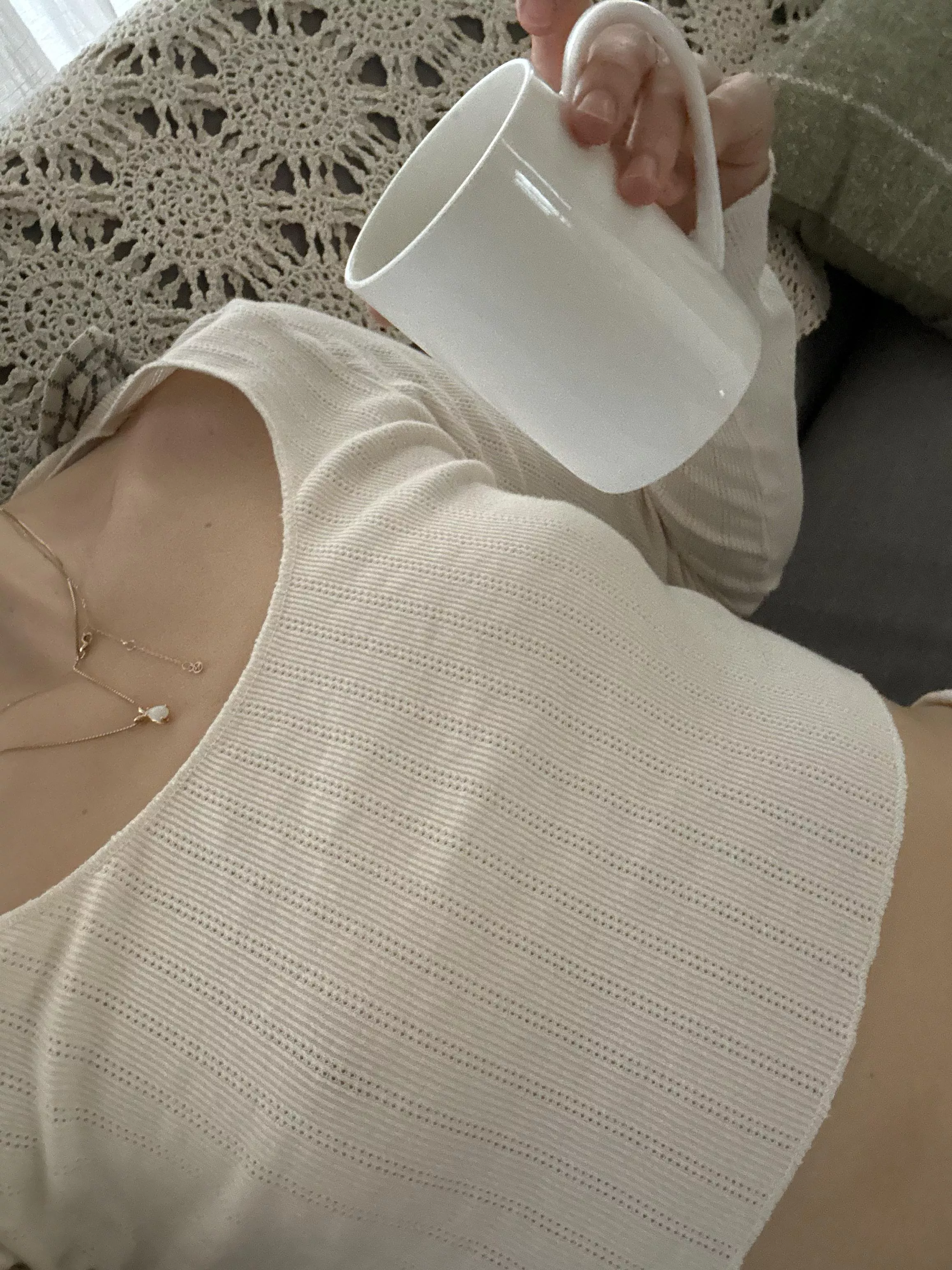 Braless morning w coffee :) posted by realbarefootbabe