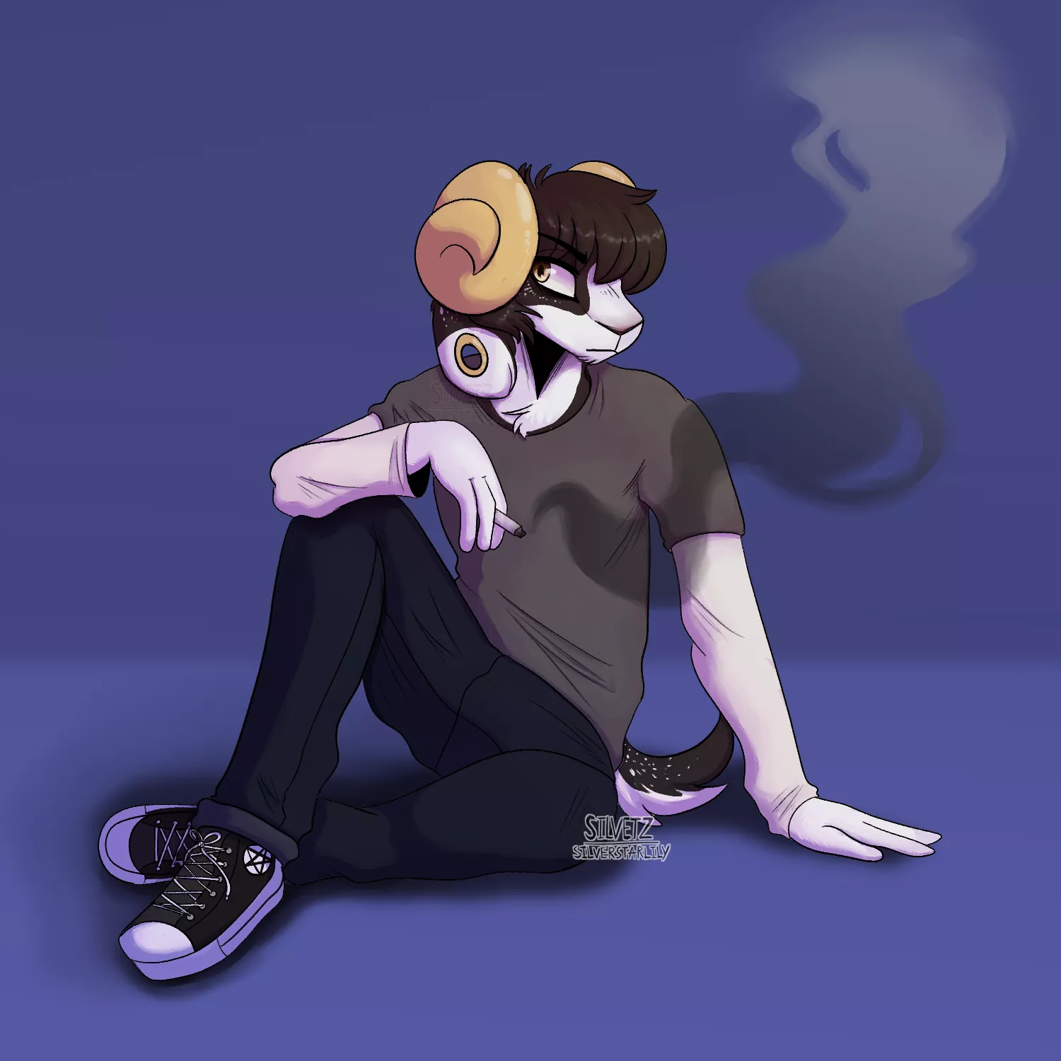Goat boy [art by me, @silver.starlily on Instagram] posted by Silverstarlily