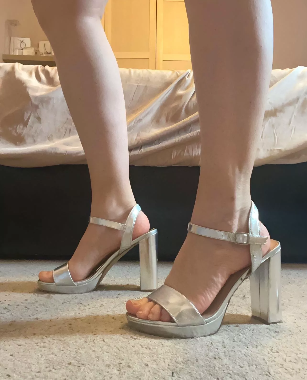 Silver open toe platform heels posted by pandora0405