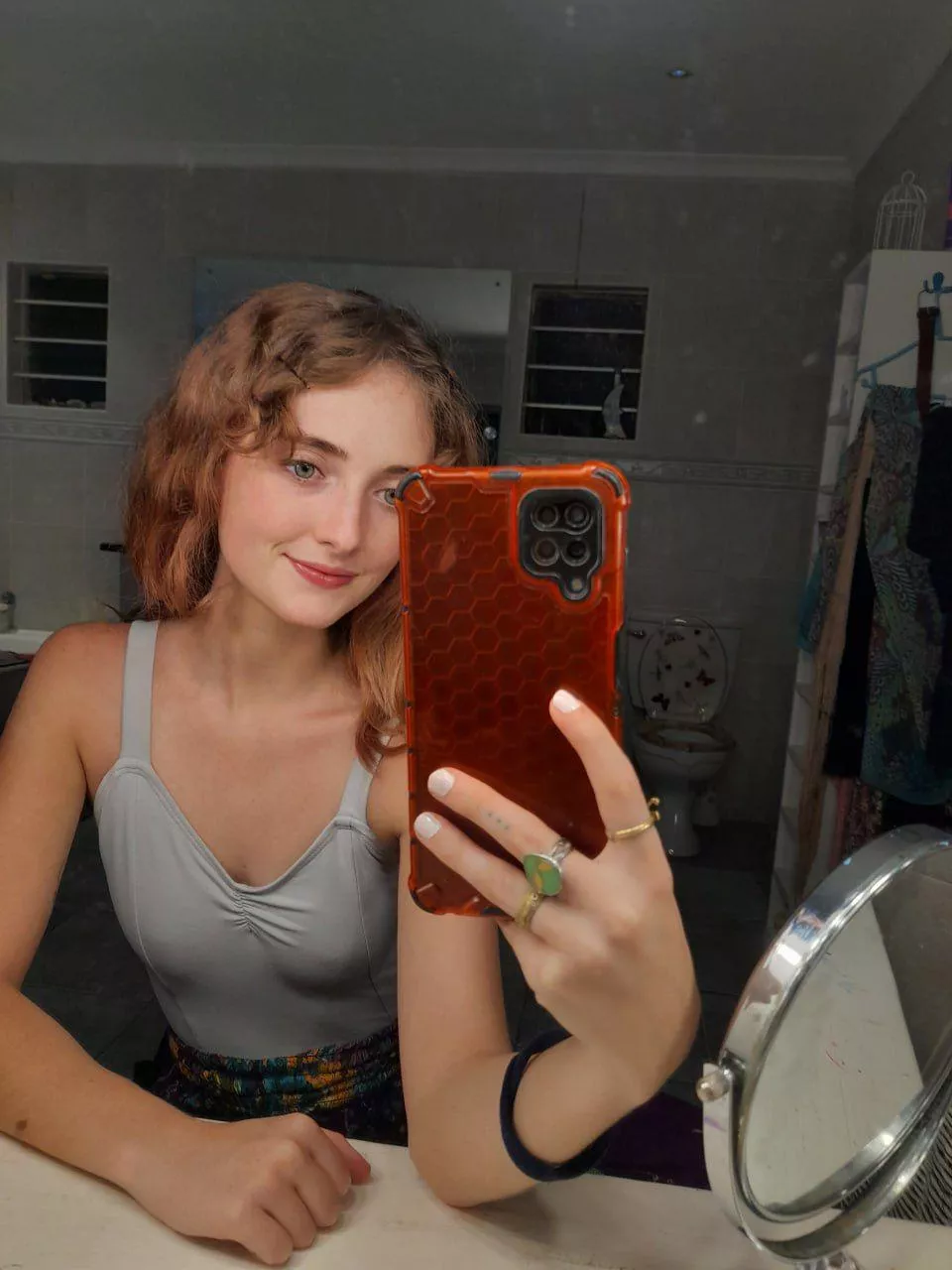 just caught me feeling cute and a bit naughty in this messy bathroom rn F18 posted by pleasurexloli6